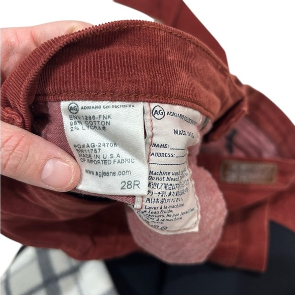 AG Adriano Goldschmied Women's 28 The Stevie Slim Straight Red Corduroy - Picture 6 of 11